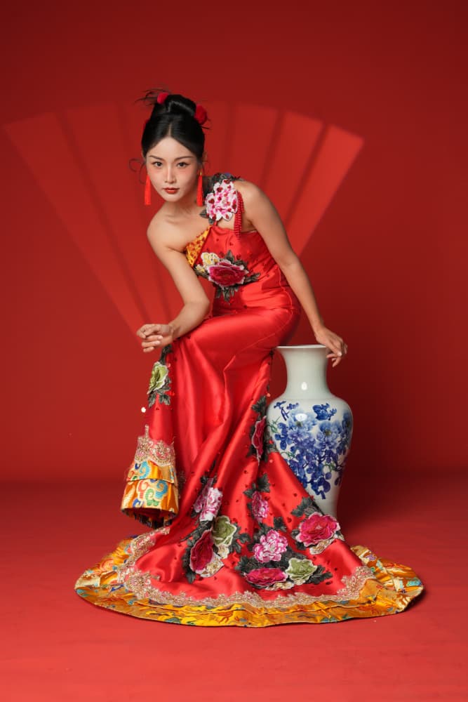 Elegant Woman Red Dress by TWEE LIANG WONG — canvas wall art