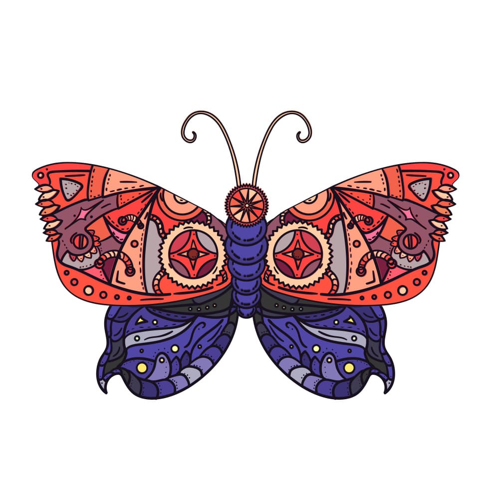 Steampunk Butterfly Design by Marika Barsrsind — canvas wall art