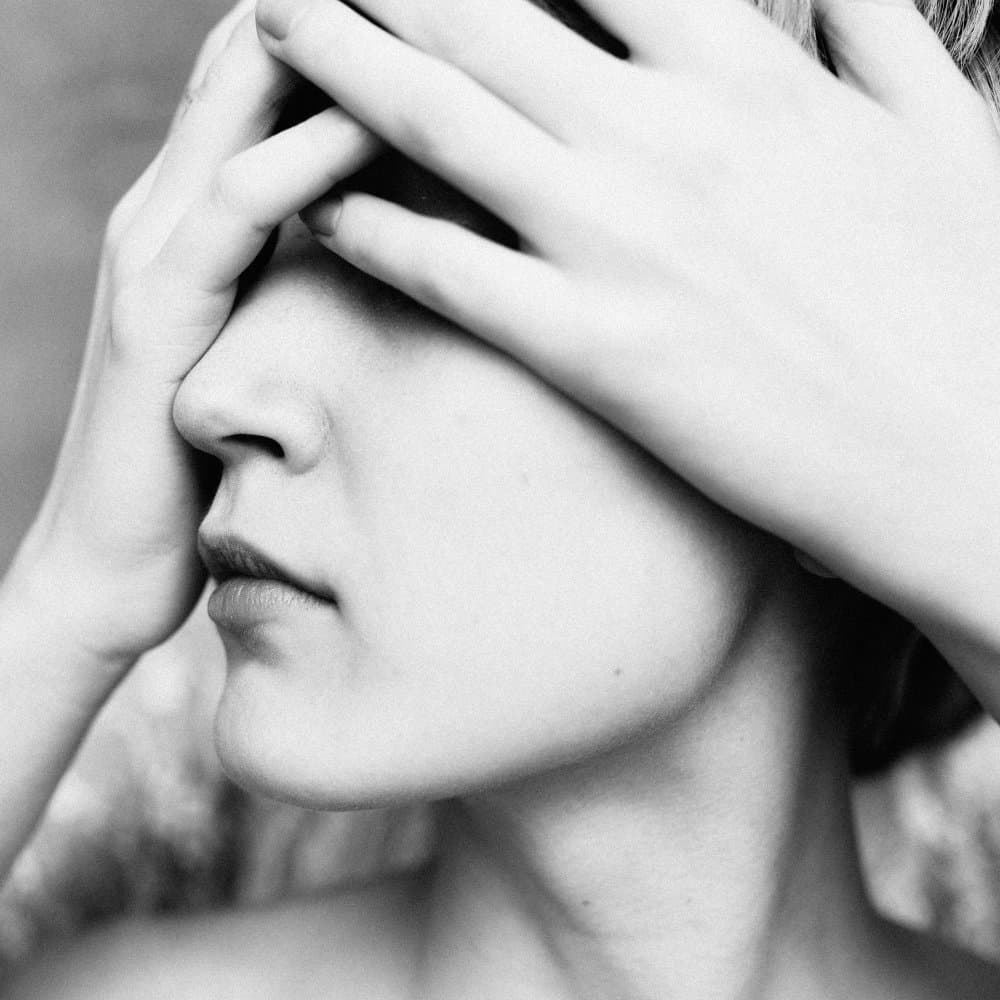 Woman Hiding Face by Borislav Kornienko — canvas wall art