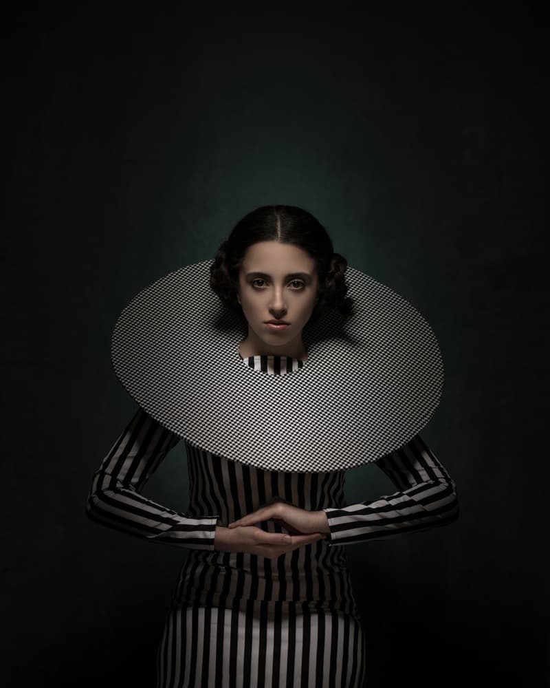 Elegant Striped Portrait by Mohammad Metri — canvas wall art