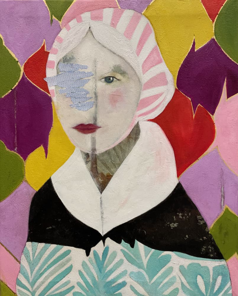 Vibrant Folk Portrait by Karenina Fabrizzi — canvas wall art