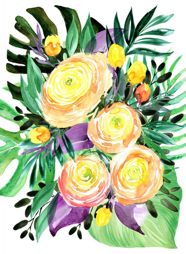 Vibrant Tropical Blooms by Rosana Laiz Blursbyai — canvas wall art