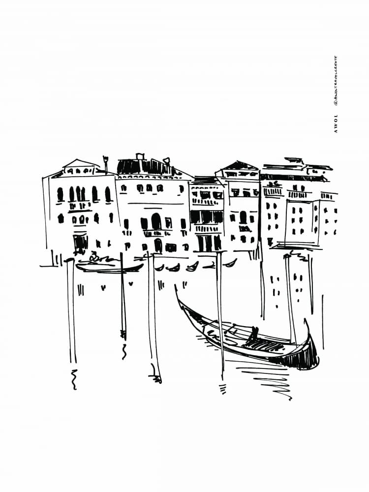 Venetian Canal Sketch by Awol Art Alex — canvas wall art