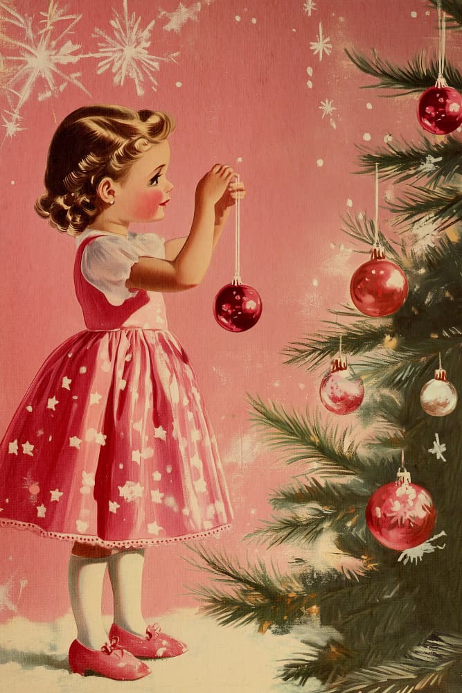 Vintage Christmas Girl by Pictufy Studio IV — canvas wall art