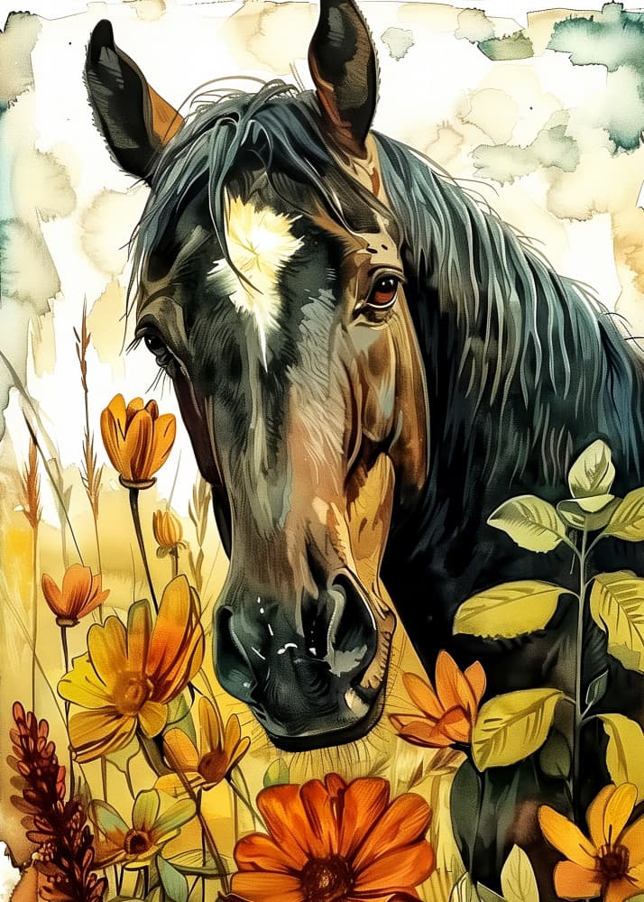 Horse 3 animal art by Justyna Jaszke — canvas wall art