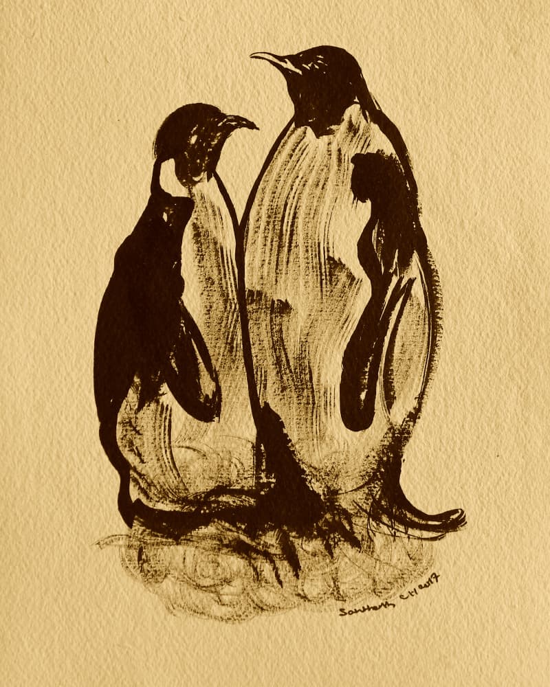Penguin Family Portrait by Santhosh ch — canvas wall art