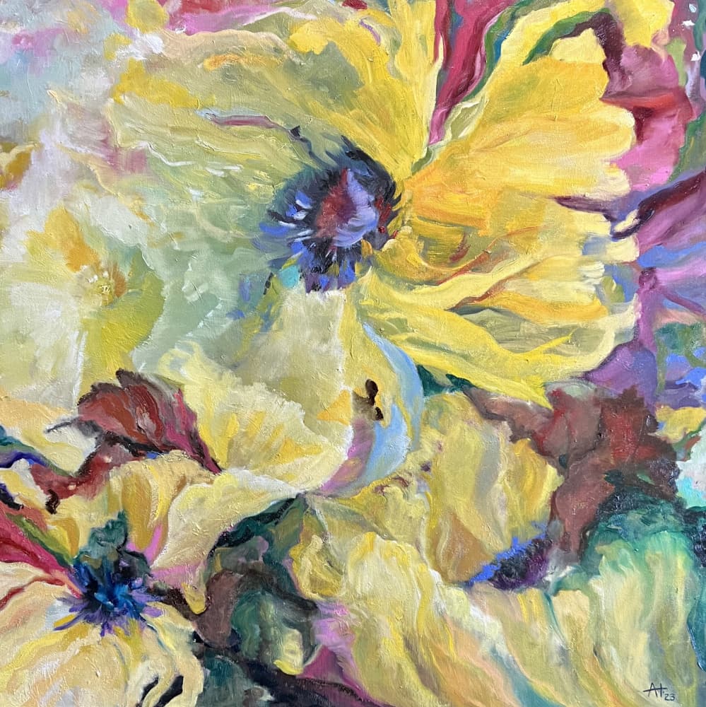 Vibrant Yellow Blooms by Alexandra Higgins — canvas wall art