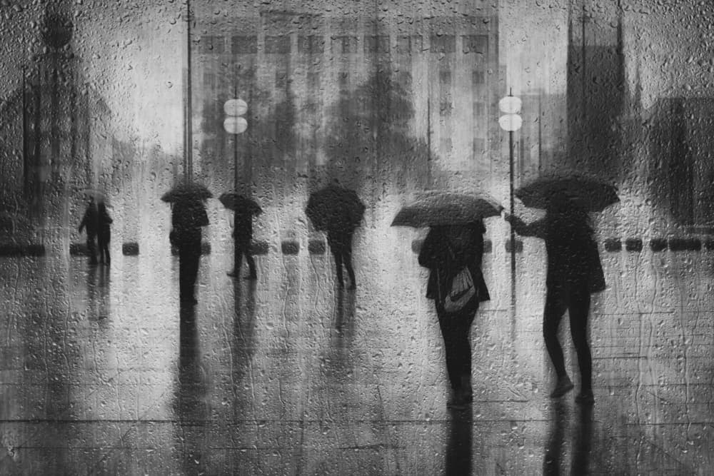 Rainy City Street by Roswitha Schleicher-Schwarz — canvas wall art