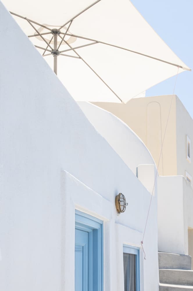 Santorini White and Blue by Linda Wride — canvas wall art