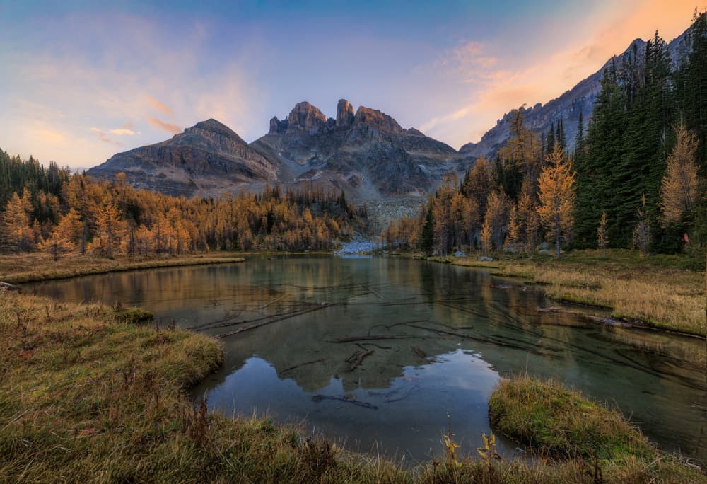 Golden Autumn Mountain Lake by ANNA AN — canvas wall art
