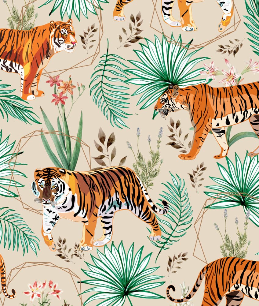 Tropical Tiger Pattern by Uma Gokhale — canvas wall art