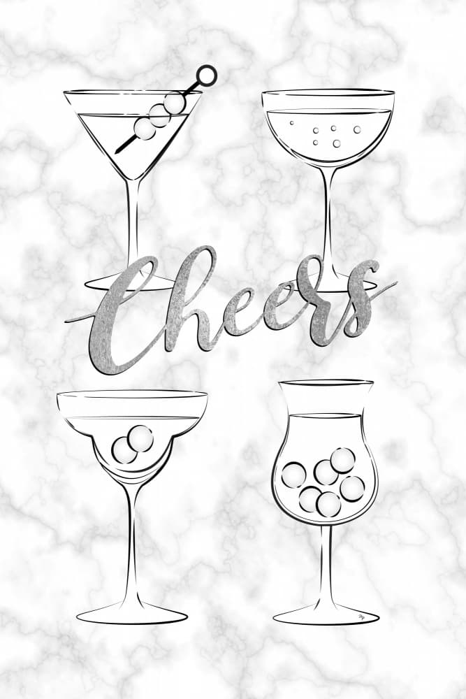 Cheers Cocktail Glasses by Martina — canvas wall art