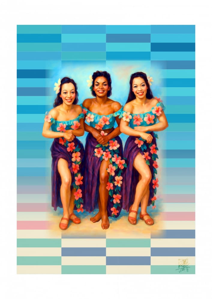 Smiling Hawaiian Dancers by Osvaldo Russo — canvas wall art
