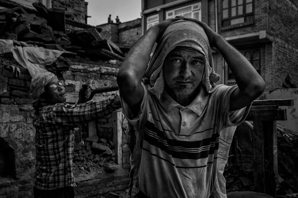 Urban Labor Portrait by Haitham AL Farsi — canvas wall art