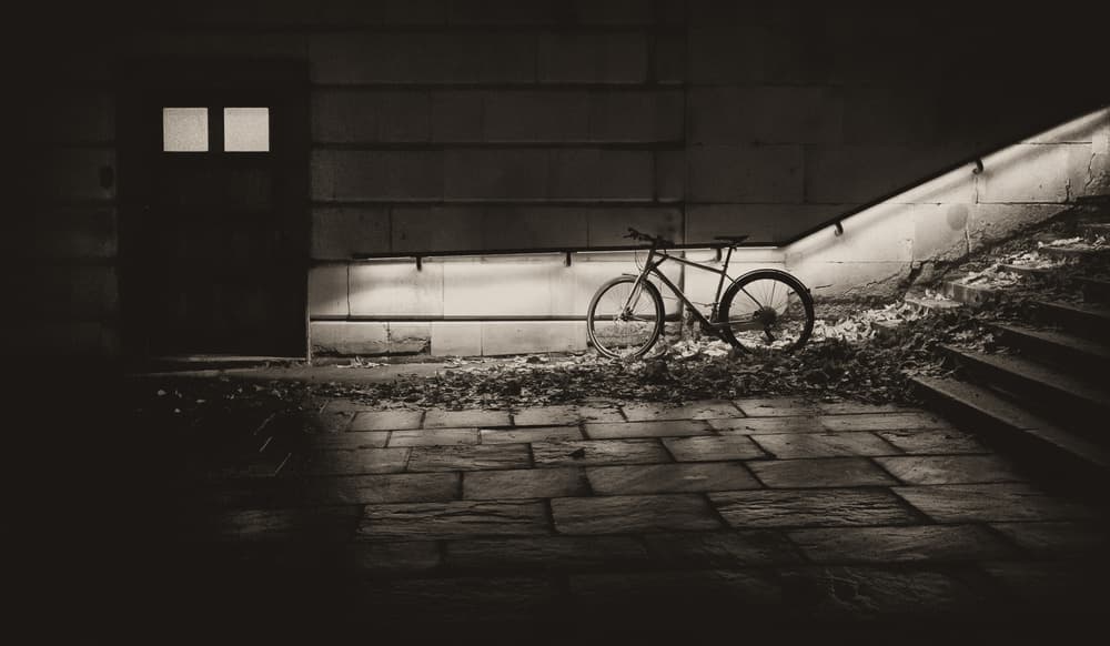 Moody Night Bicycle by Shan Jiang — canvas wall art