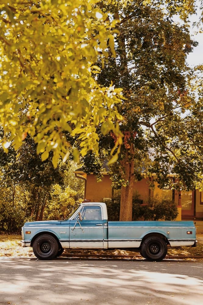 Vintage Pickup Autumn Day by Del Mundo Imagery — canvas wall art