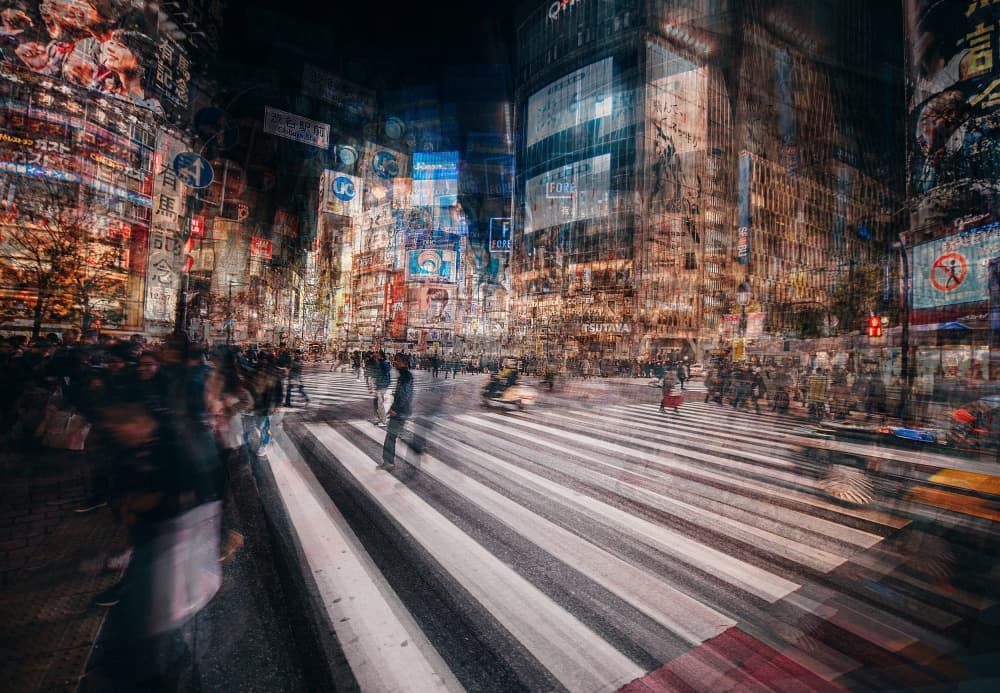 Vibrant City Street Blur by Carmine Chiriacò — canvas wall art