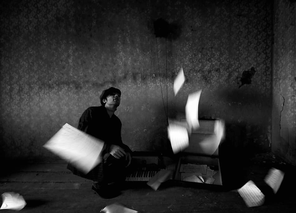 Musician's Melancholy Room by mario grobenski - psychodaddy — canvas wall art