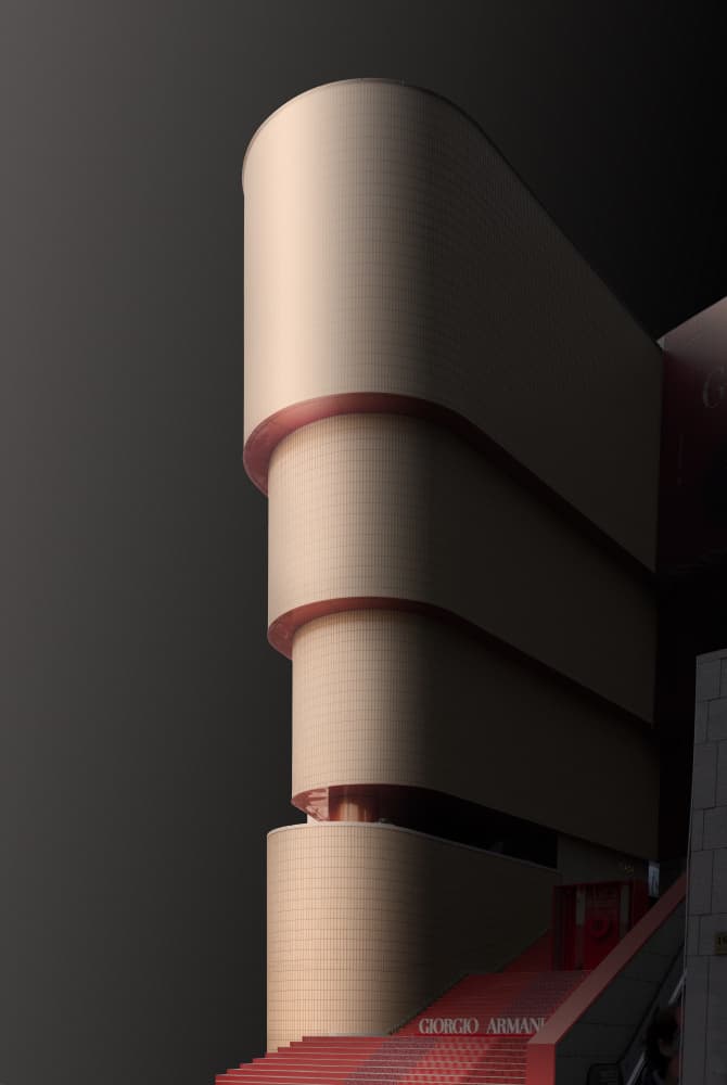 Sleek Architectural Curves by Yujie Zhang — canvas wall art