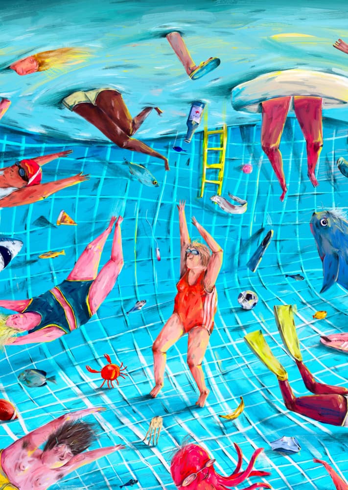 Surreal Pool Fun by Natascha Baumgärtner — canvas wall art