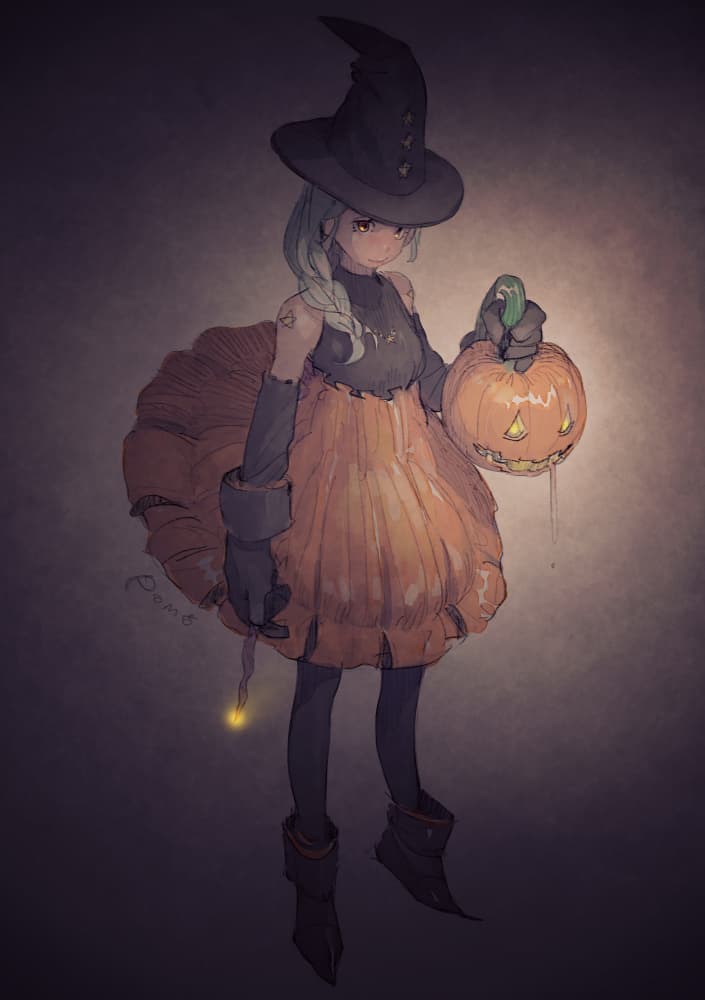model sheet : preview of Halloween by pomodorosa — canvas wall art