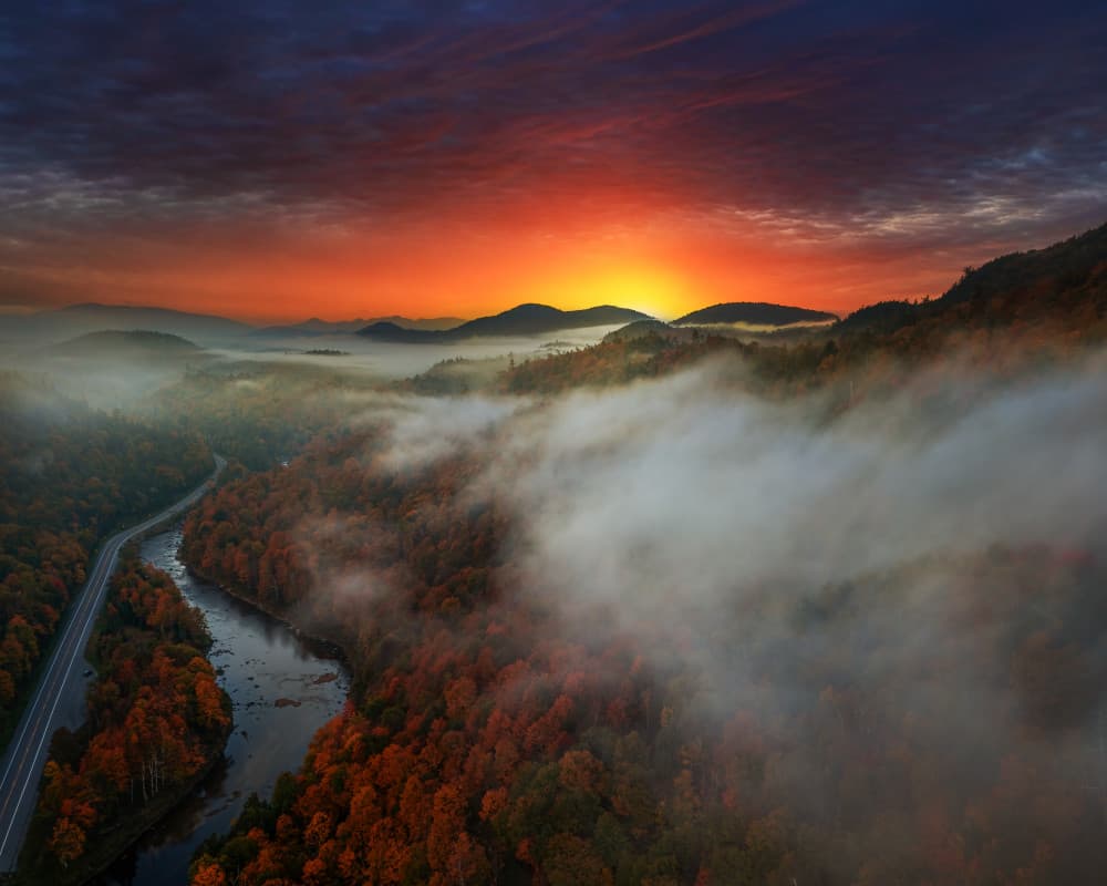 Vibrant Autumn Sunrise by John Fan — canvas wall art