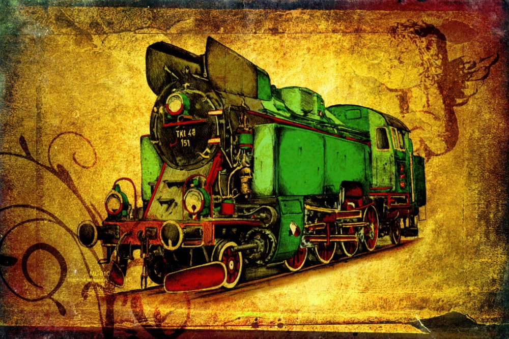 Vintage Green Steam Train by Rafal Kulik — canvas wall art