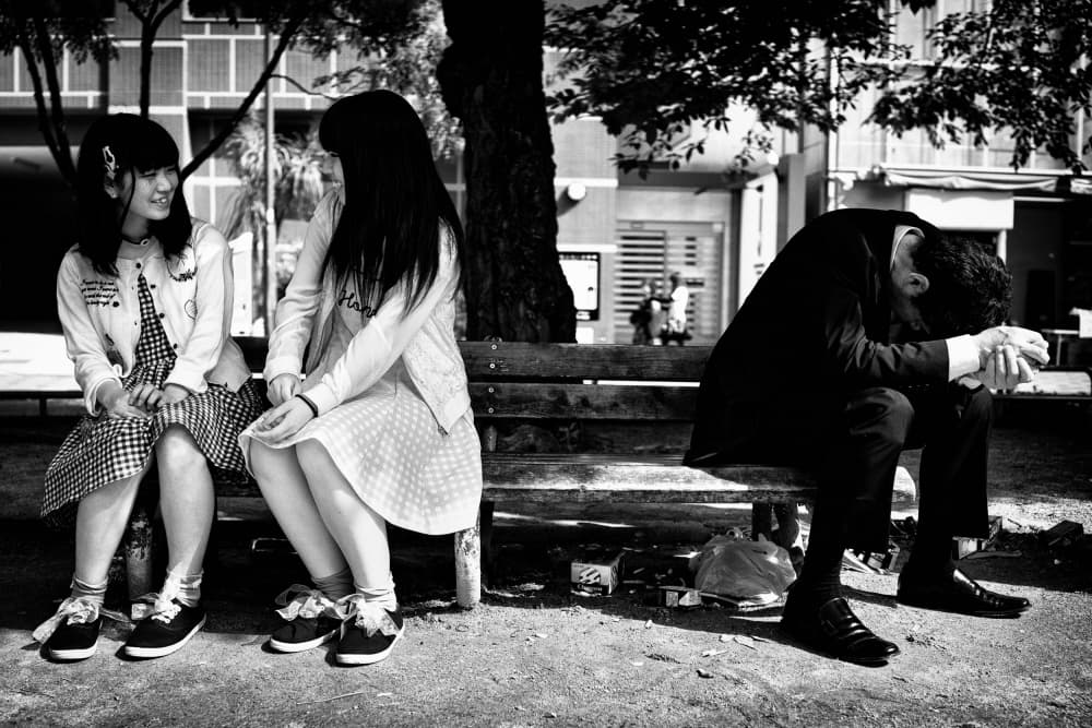 City Bench Contrast by Shinji Isobe — canvas wall art