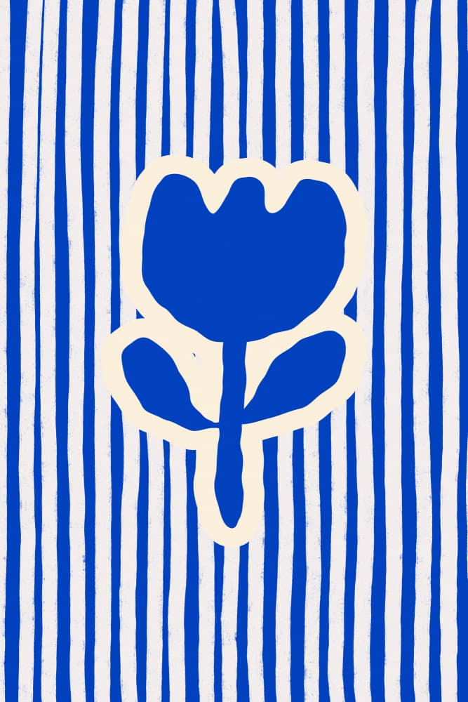 Blue Striped Bloom by Treechild — canvas wall art