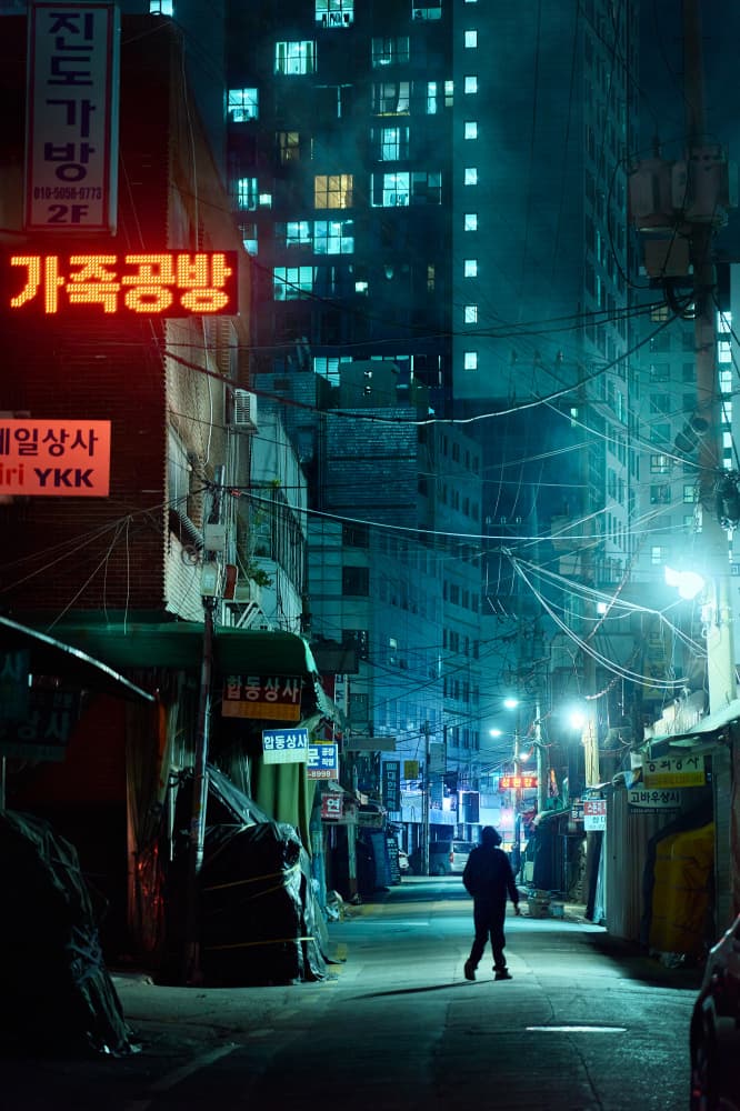 Lonely Neon City Night by Alberto Urra — canvas wall art