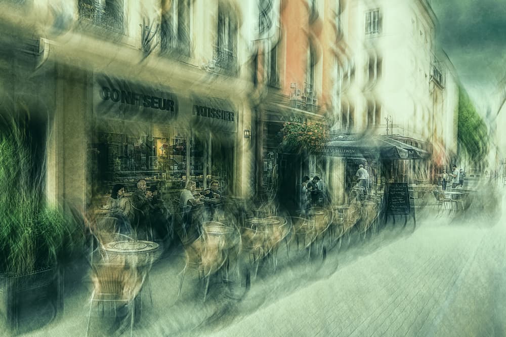 Impressionistic City Cafe by Jan van der Linden — canvas wall art