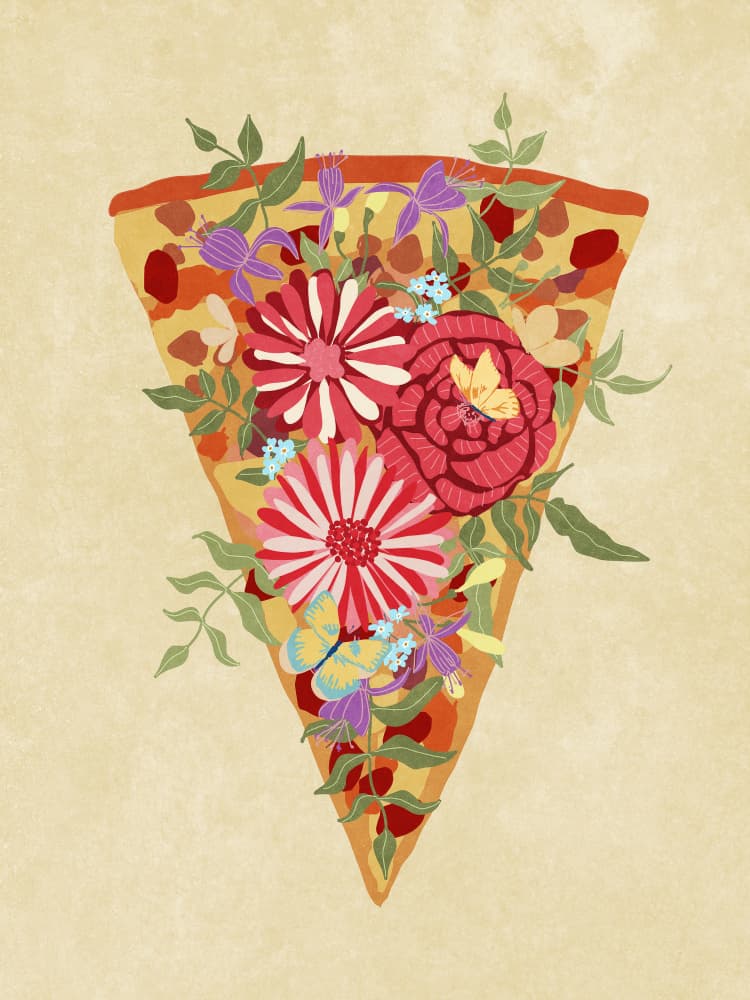 Slice of flower pizza by Raissa Oltmanns — canvas wall art