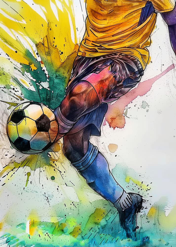 Dynamic Soccer Kick by Justyna Jaszke — canvas wall art