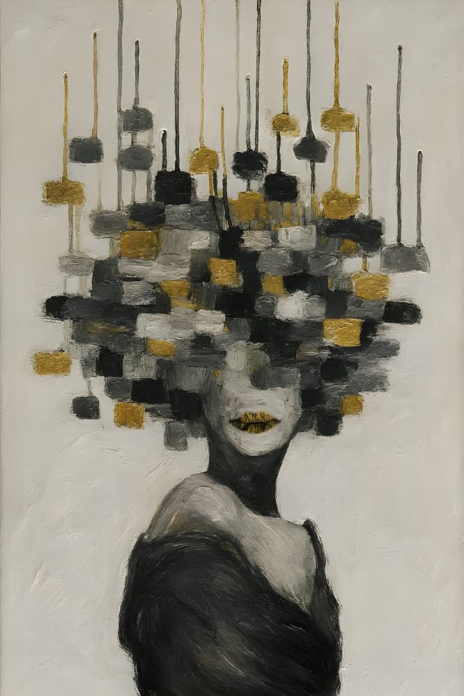 Abstract Gold Woman by HUGO — canvas wall art