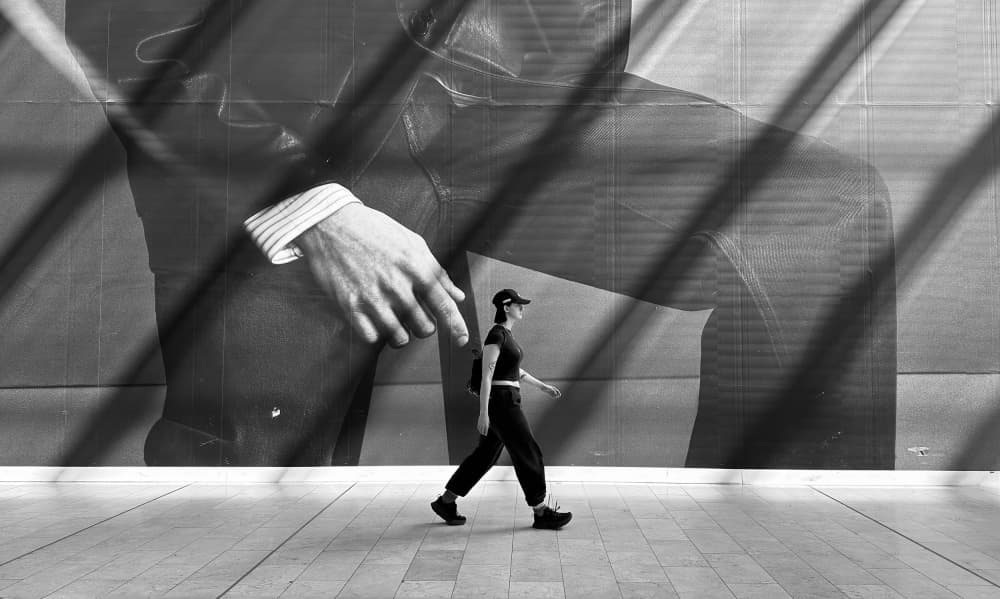 Urban Walk Shadow Play by Yanyan Gong — canvas wall art
