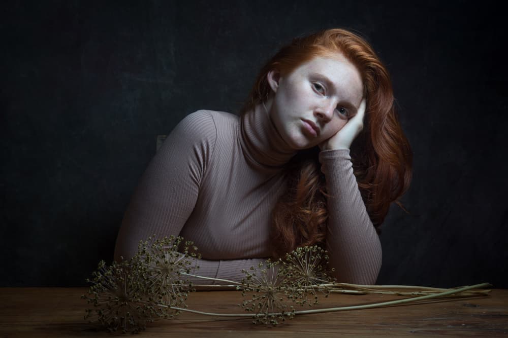 Pensive Redhead Portrait by Ruth Franke — canvas wall art