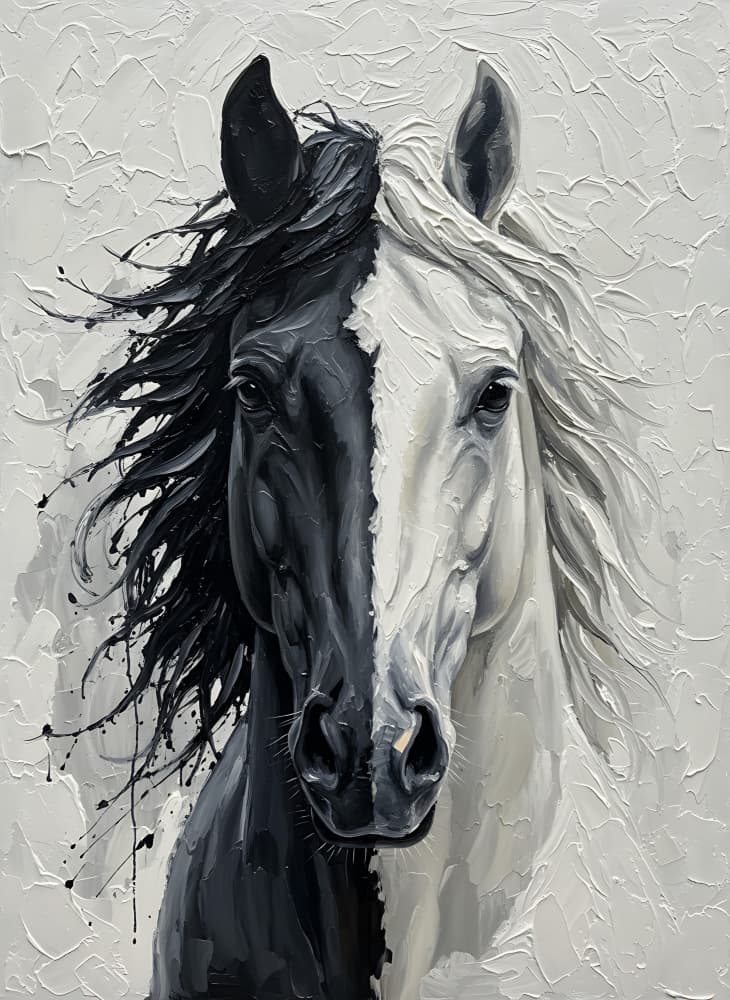 Striking Black White Horse by HUGO — canvas wall art