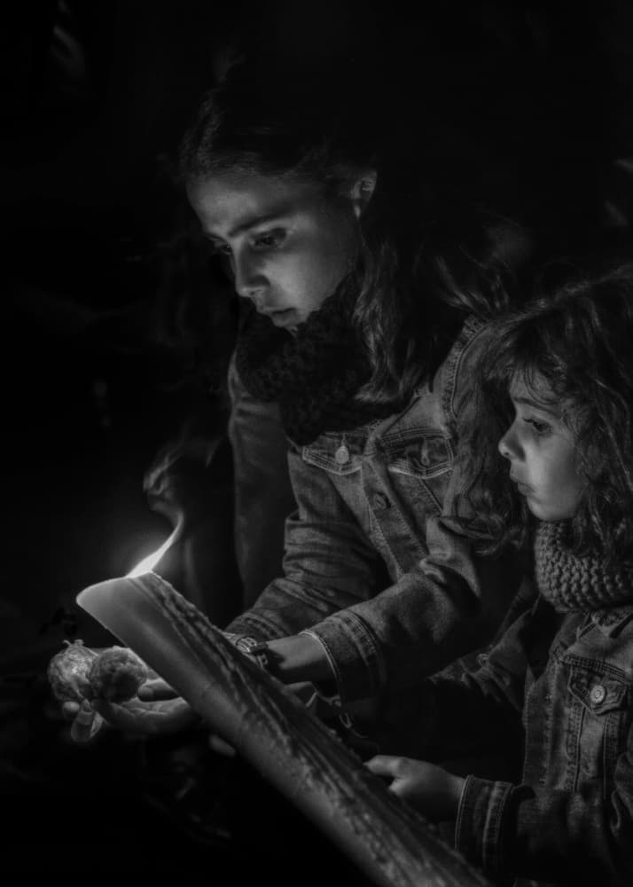 Girls Reading by Candlelight by JUAN CARLOS HERVÁS MARTÍNEZ — canvas wall art