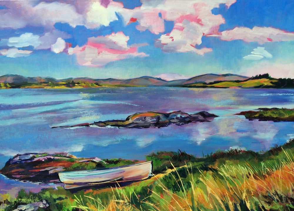 Vibrant Lake Landscape by Maxine Shore — canvas wall art
