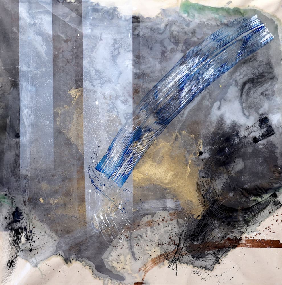 Dynamic Blue Gold Flow by POOVI ART — canvas wall art