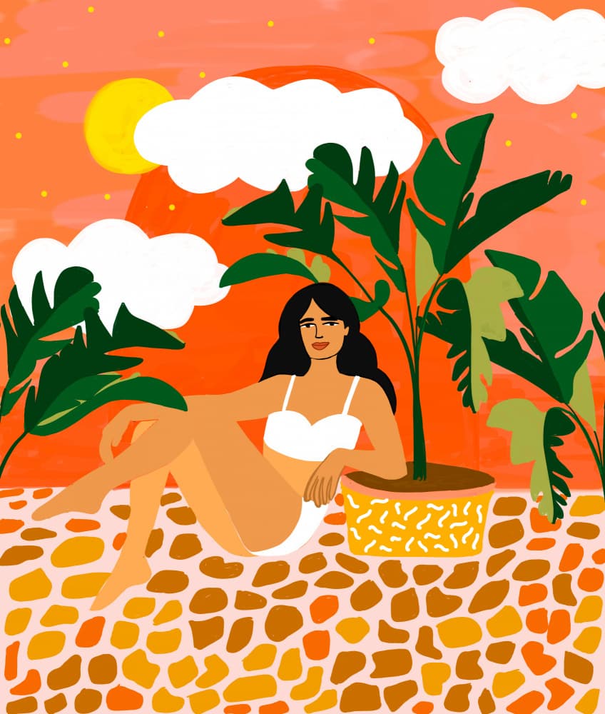 Woman In Tropical Sun by Uma Gokhale — canvas wall art