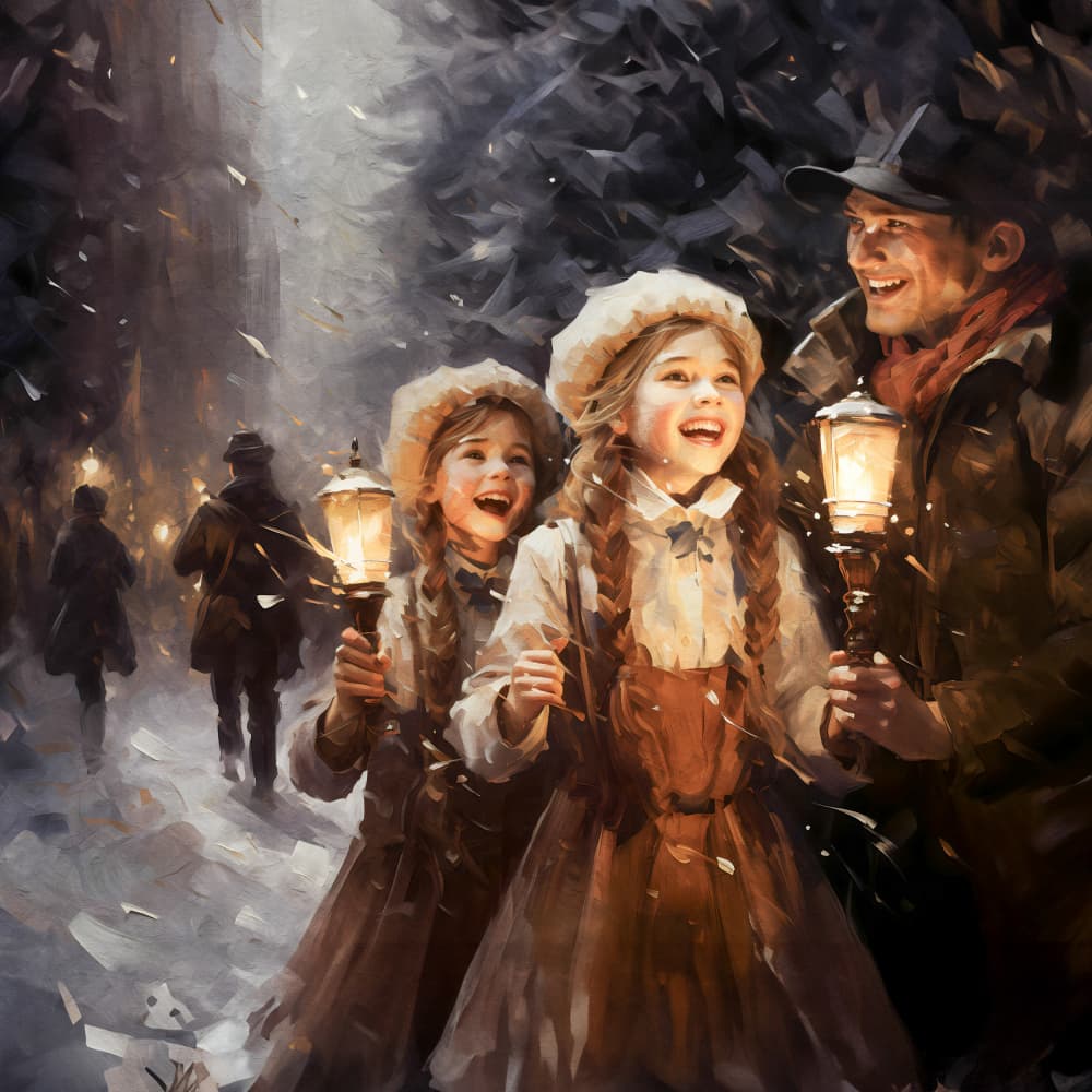 Winter Lanterns Glow by Emel Tunaboylu — canvas wall art