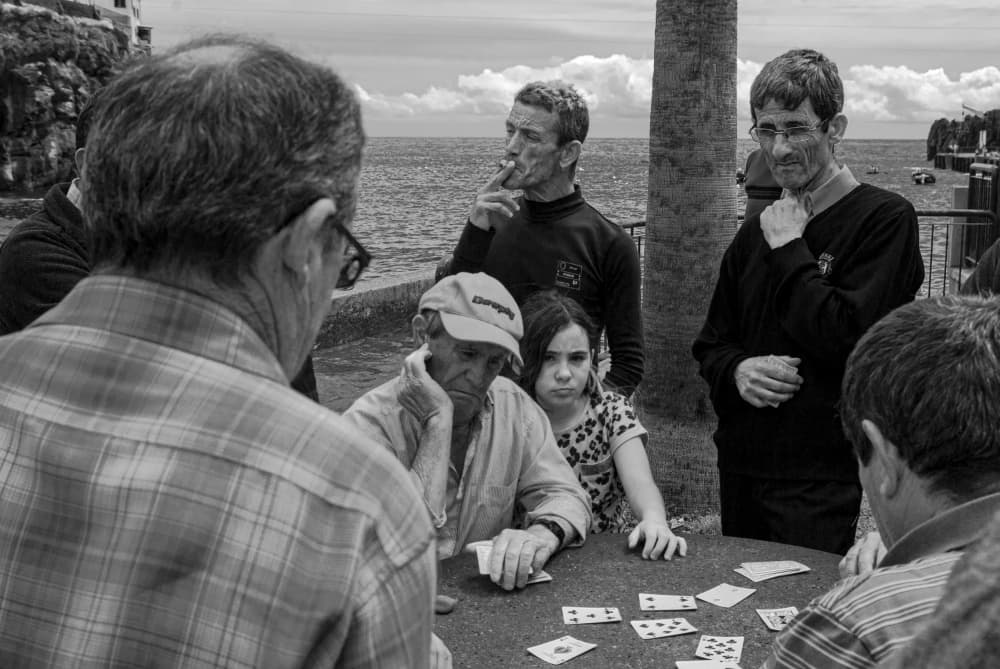 Oceanfront Card Game by Leonid Yermoshkin — canvas wall art