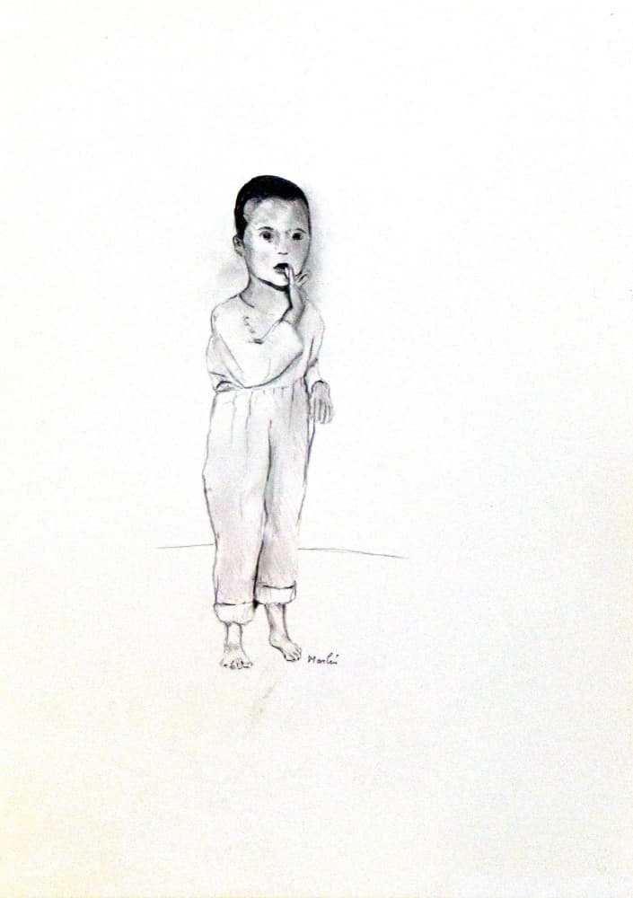 Pensive Child Sketch by Pascal Marlin — canvas wall art