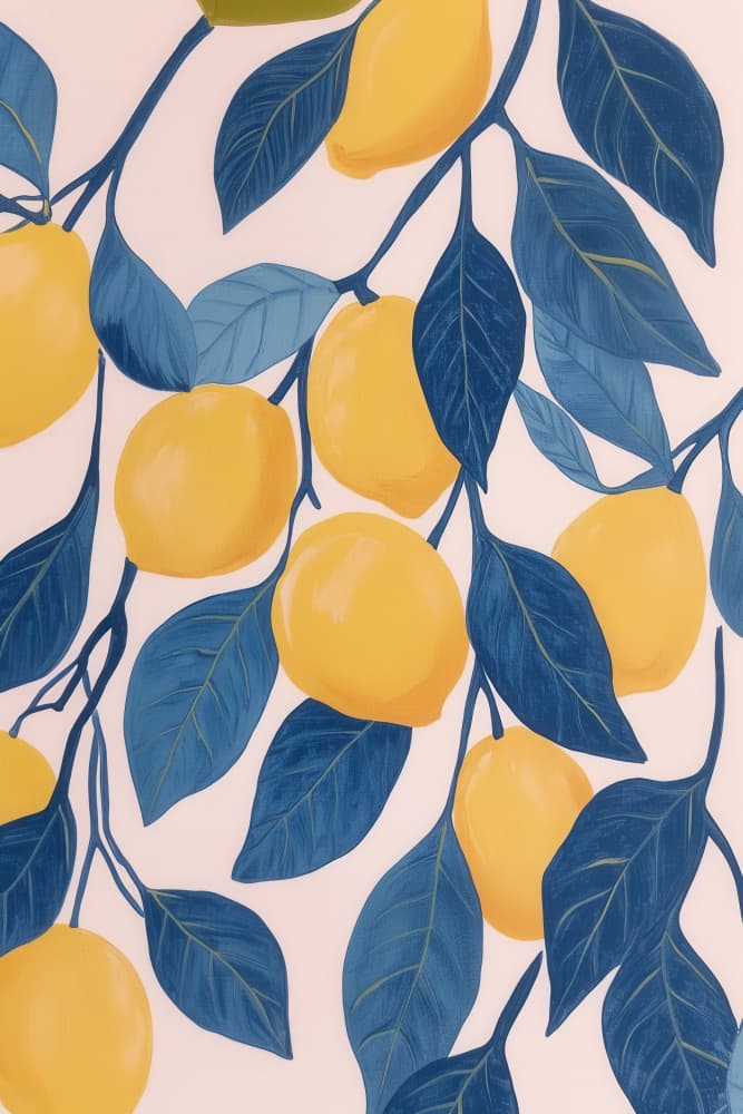 Fresh Lemon Branches by Melloi Art Prints — canvas wall art