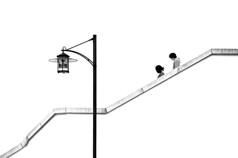 Street Lamp and Figures by Hans Peter Rank — canvas wall art