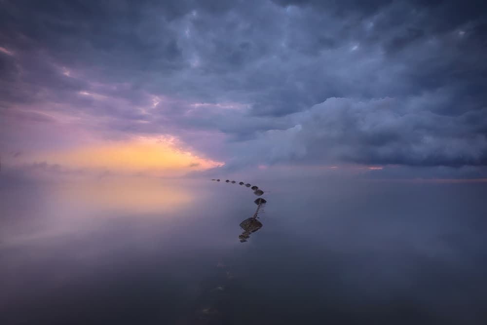 Misty Path At Sunset by joanaduenas — canvas wall art