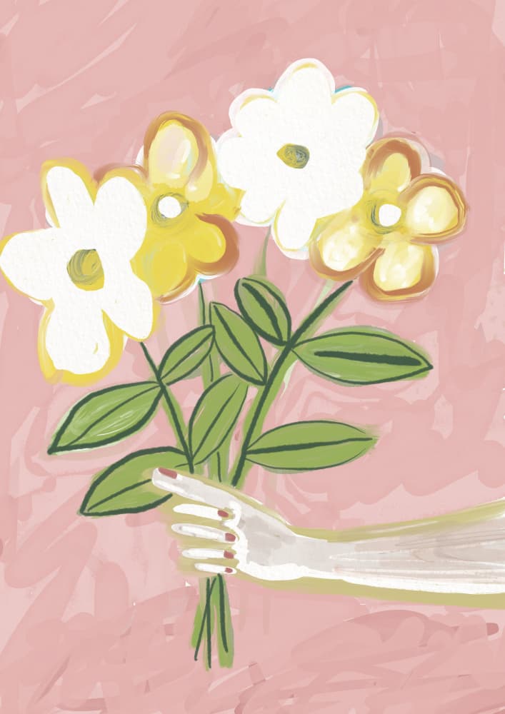Pink Hand Bouquet by Sharyn Bursic — canvas wall art
