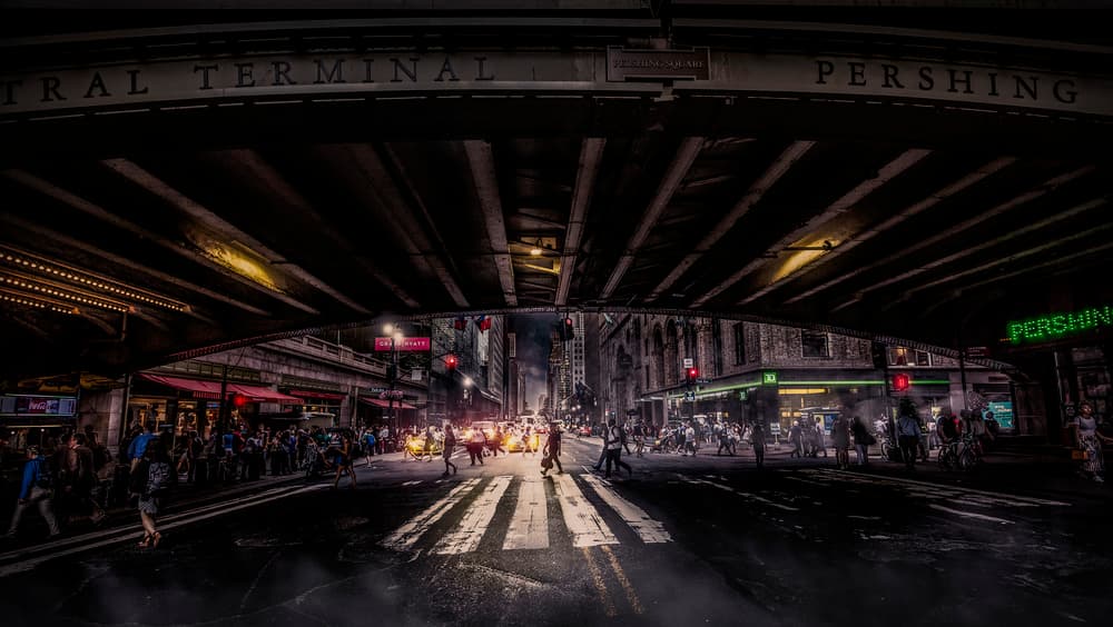Urban Night Crossroads by Jackson Carvalho — canvas wall art
