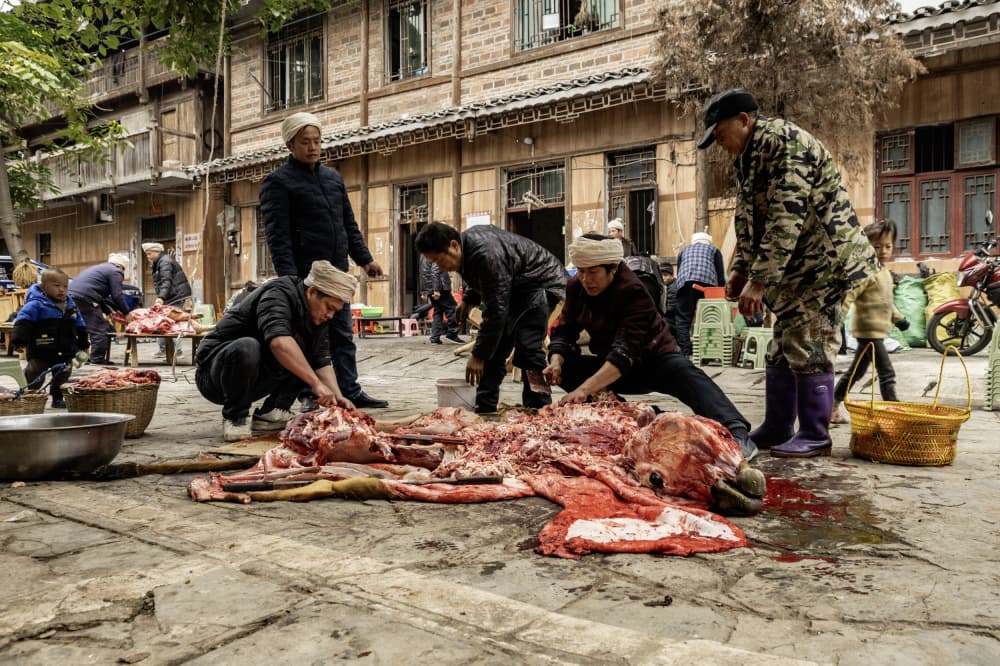 Traditional Street Butchering by Ilana Lam — canvas wall art
